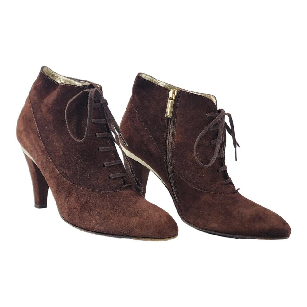 Taryn Rose Vero Cuoio Ankle Boots Brown Suede Lace-Up - Size 8.5